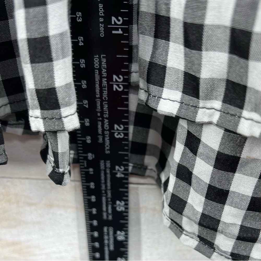 Max Studio Top Womens Small Black White Gingham Babydoll Milkmaid Ruffle NWT New - Picture 11 of 12